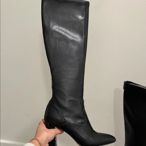 Franco Sarto High Knee Black Leather Boot - Picture 6 of 8